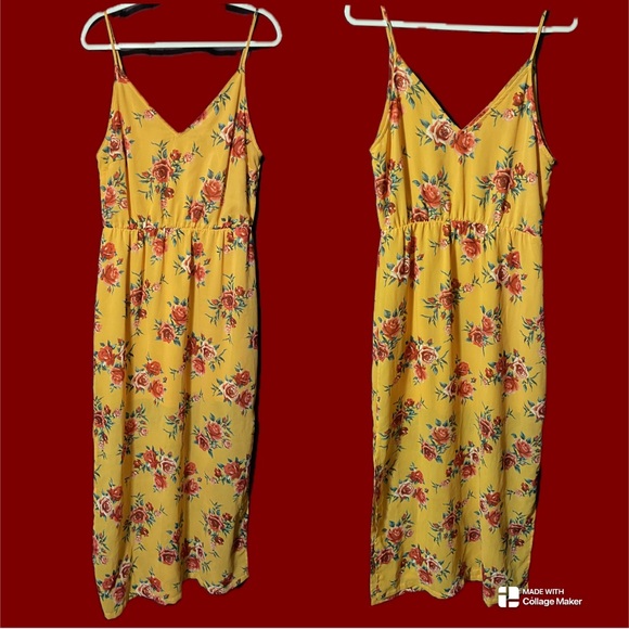 Divided by H&M mustard yellow floral maxi dress sz 12 - Picture 8 of 9